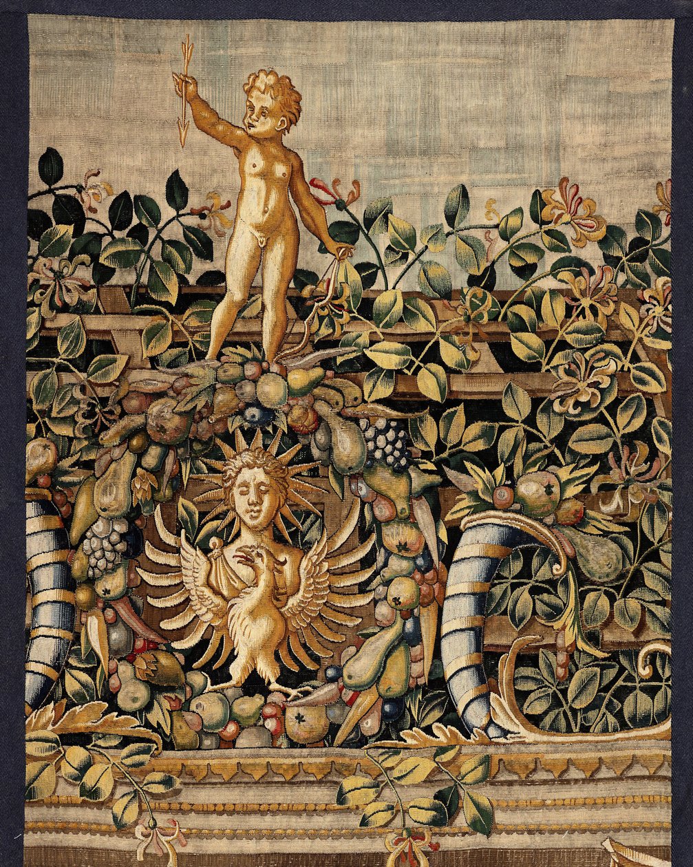 Vertumnus og Pomona: Vertumnus forvandlet til en fisker, ca. 1550 (guld, uld og silke) af Pieter Coecke van Aelst