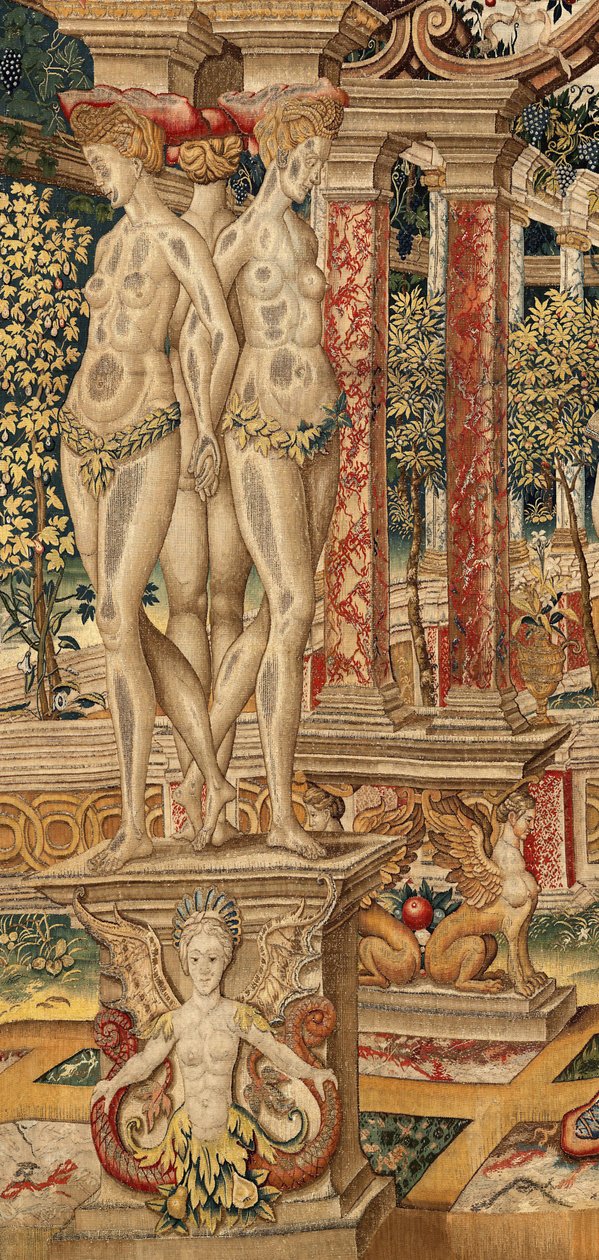 Vertumnus og Pomona: Vertumnus omdannet til en beskærer. ca. 1550 (tæppe) af Pieter Coecke van Aelst