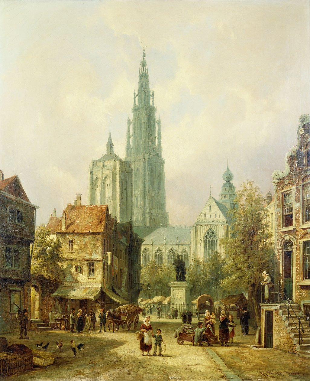 Udsigt over Antwerpen, 1870 af Pieter Cornelis Dommershuijzen