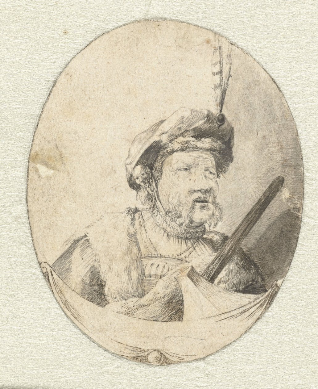 Buste af en mand i orientalsk tøj af Pieter Cornelisz. Verbeeck (possibly)