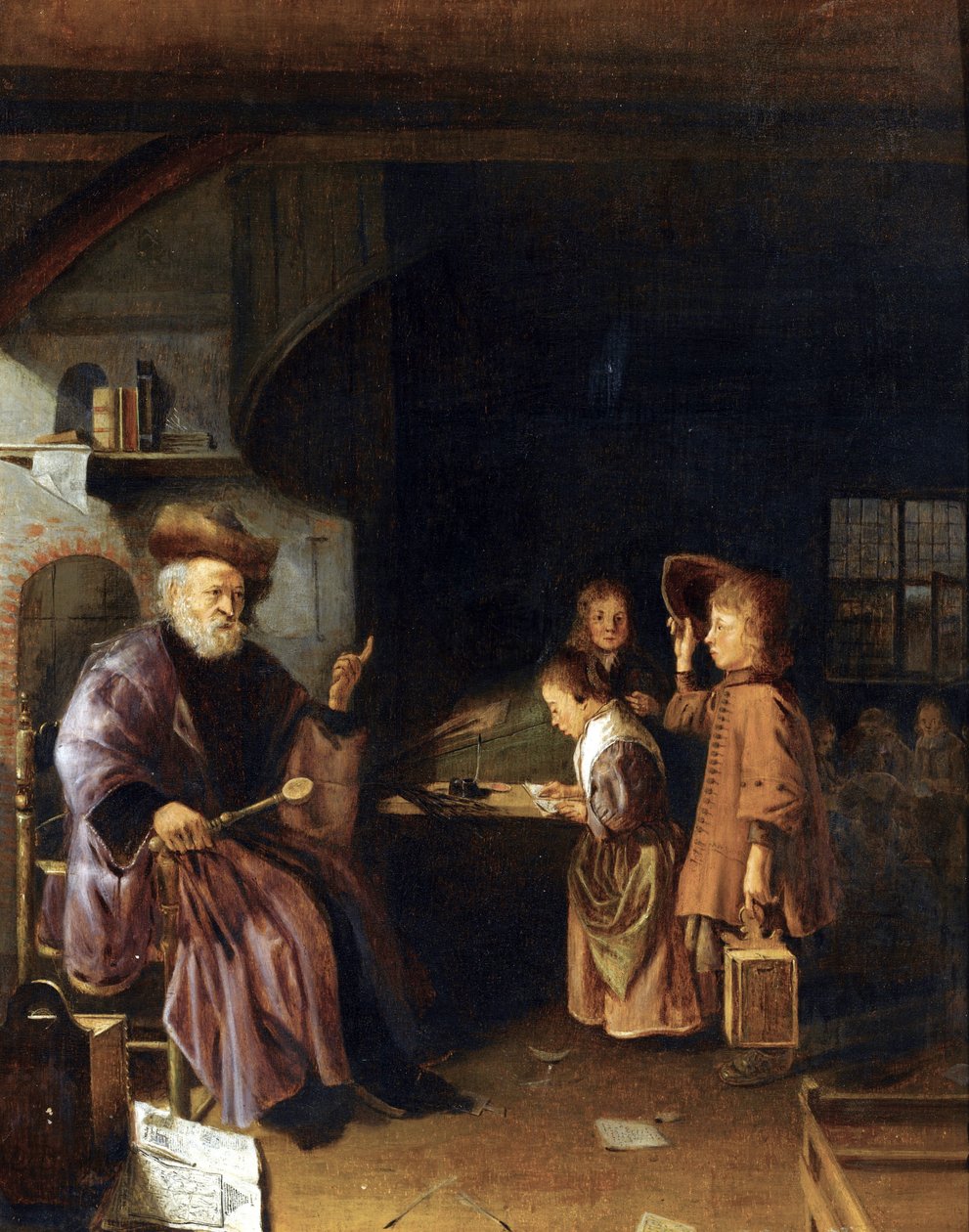 En skolemester underviser sine elever i et klasseværelse af Pieter Cornelisz van Egmondt af Pieter Cornelisz van Egmondt