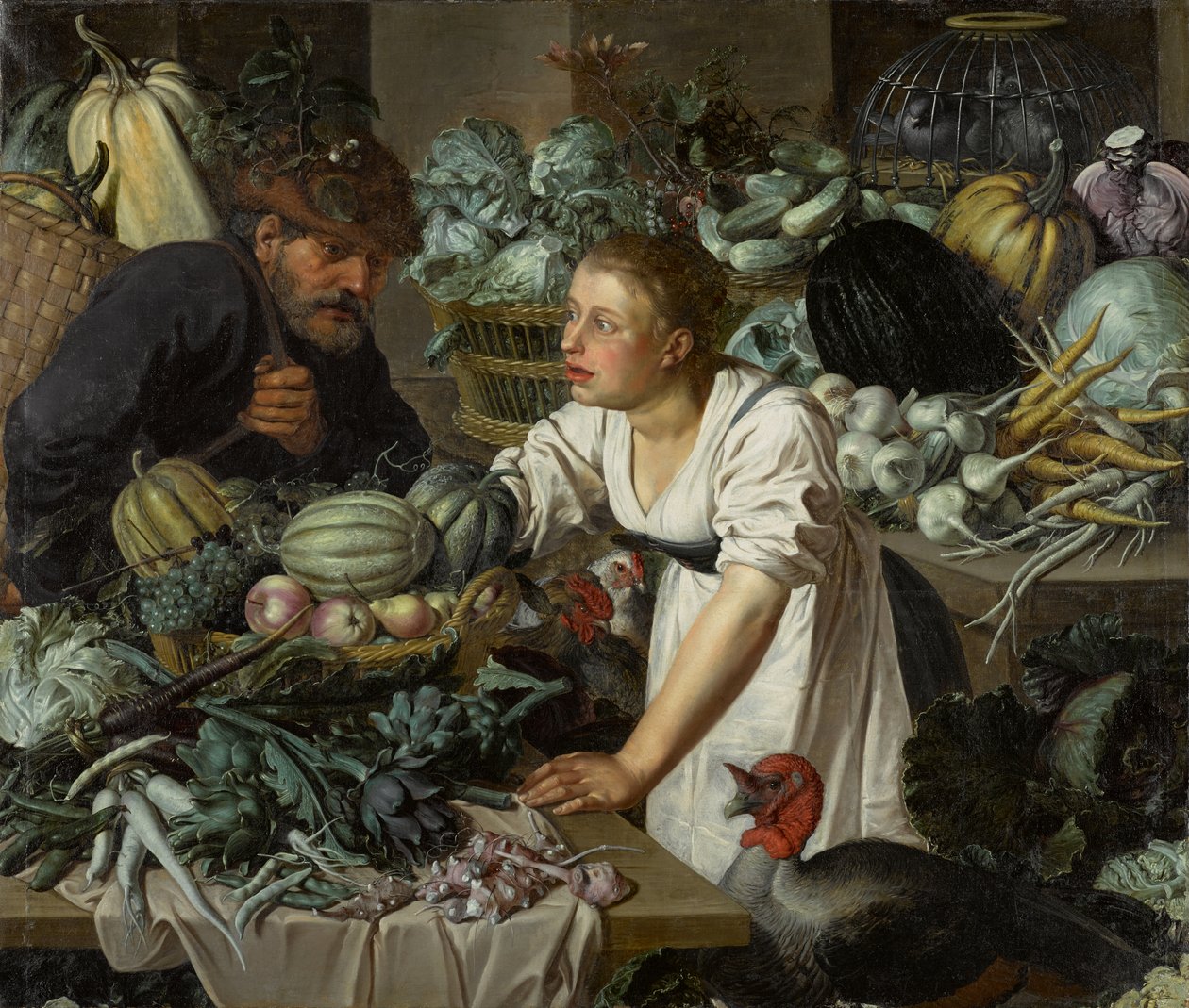 Stilleben med to figurer af Pieter Cornelisz. van Rijck