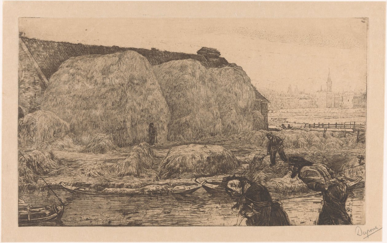 Gård med høskår på Jaagpad i Amsterdam af Pieter Dupont (signed by artist)