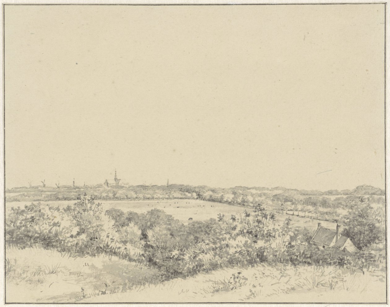 Udsigt over Haarlem, set fra klitterne af Pieter Ernst Hendrik Praetorius