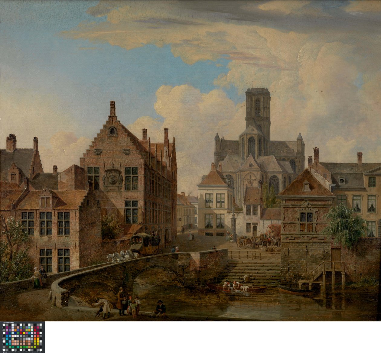 Sankt Bavos katedral og Reepkanalen i Gent af Pieter Frans De Noter