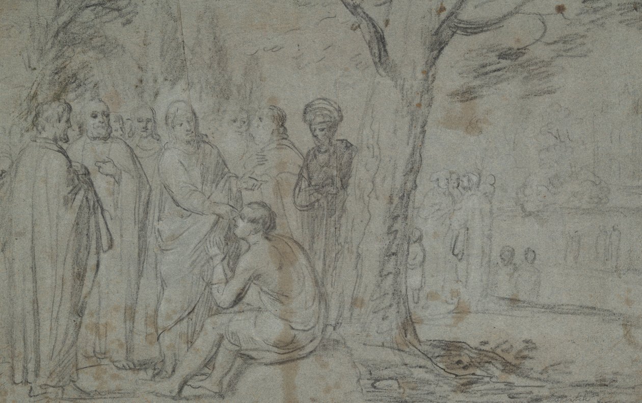 Kristus helbreder den blinde mand (recto); Venus og Amor (verso) af Pieter Fransz. de Grebber