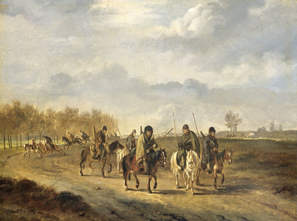 Kosakker på en landevej nær Bergen i Nordholland, 1813 af Pieter Gerardus van Os