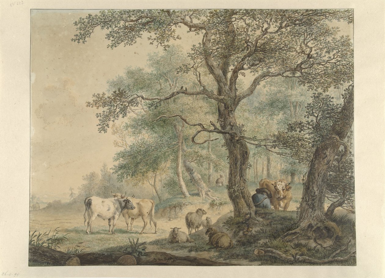 Landskab med to hyrder med kvæg af Pieter Gerardus van Os