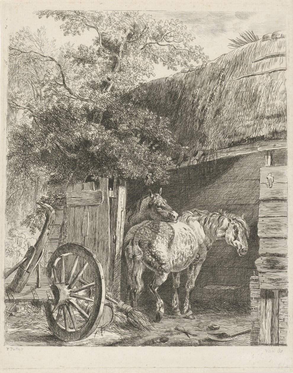 To heste i en lade af Pieter Gerardus van Os