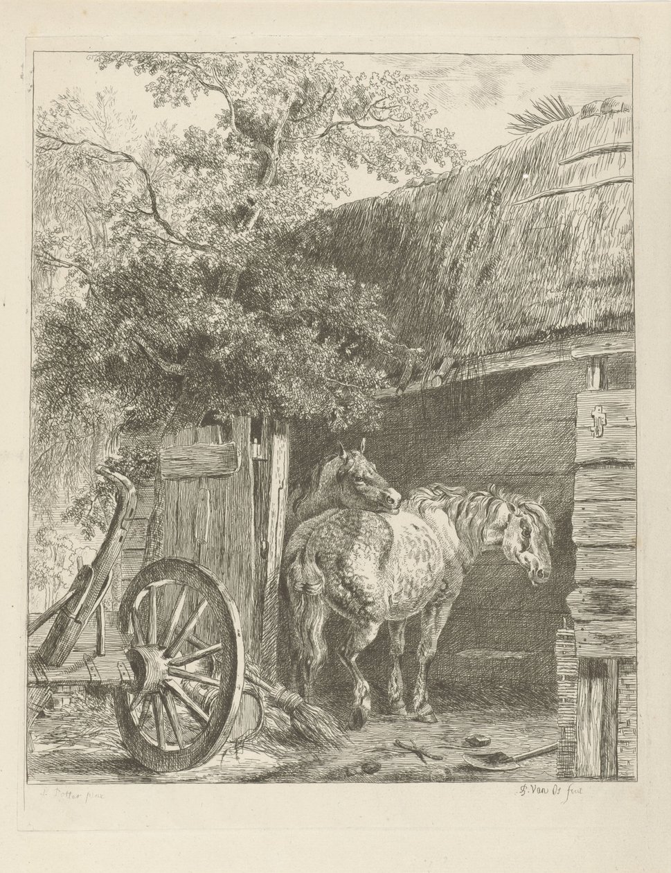 To heste i en lade af Pieter Gerardus van Os