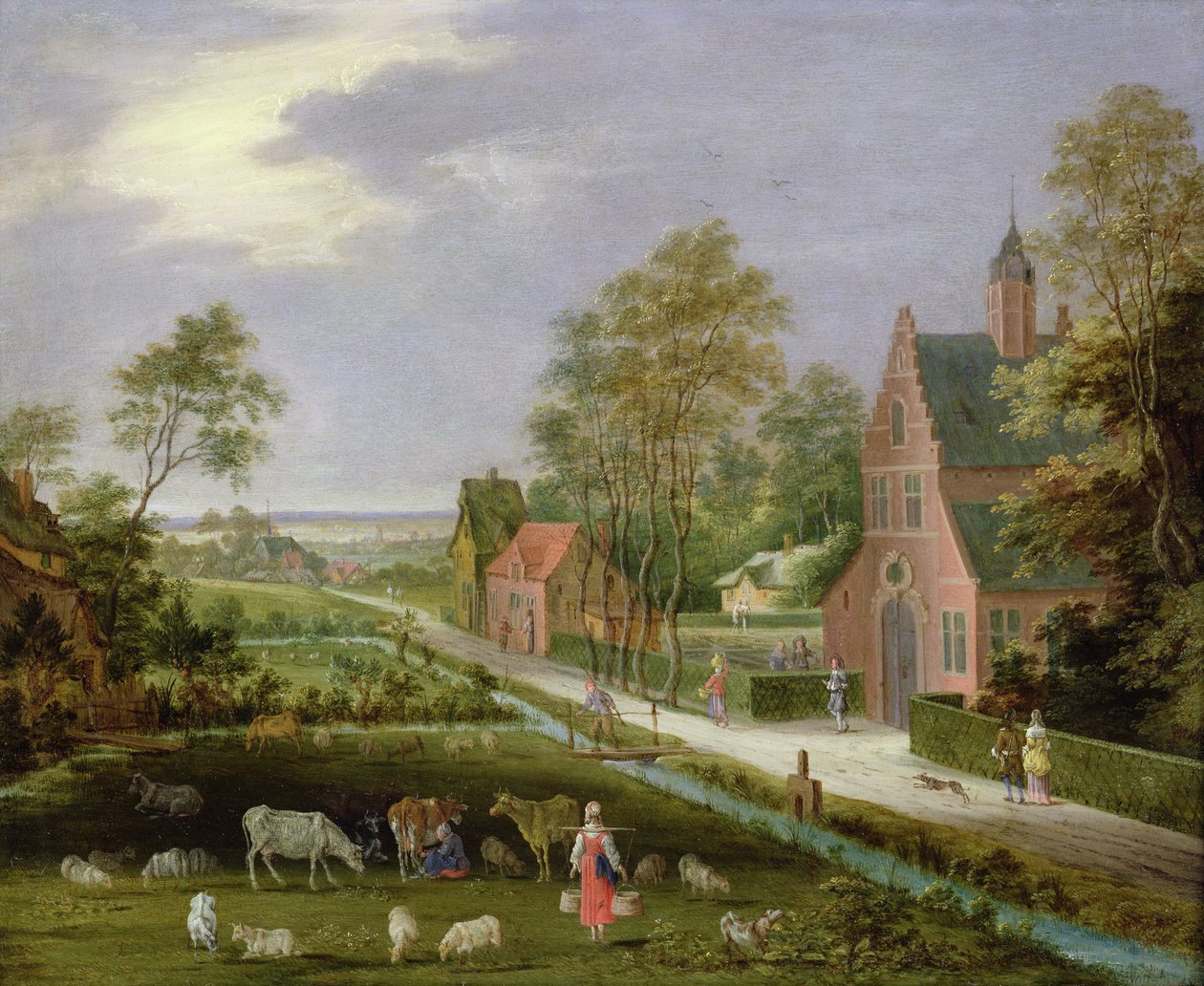 Landsbylandskab (olie på kobber) af Peeter Gijsels