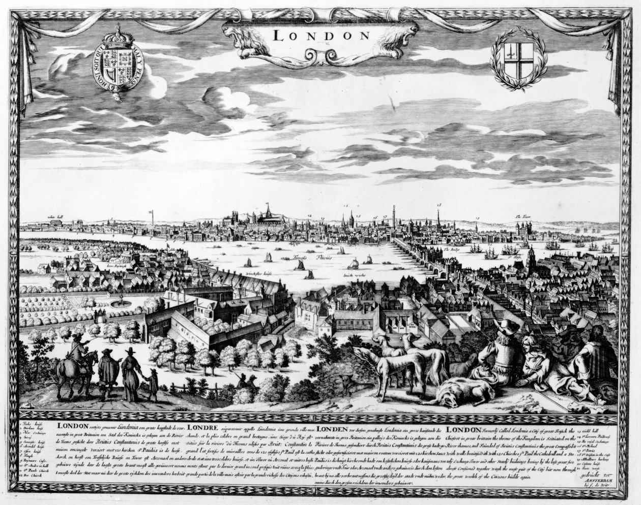 Udsigt over London, ca. 1700 af Pieter Hendricksz Schut