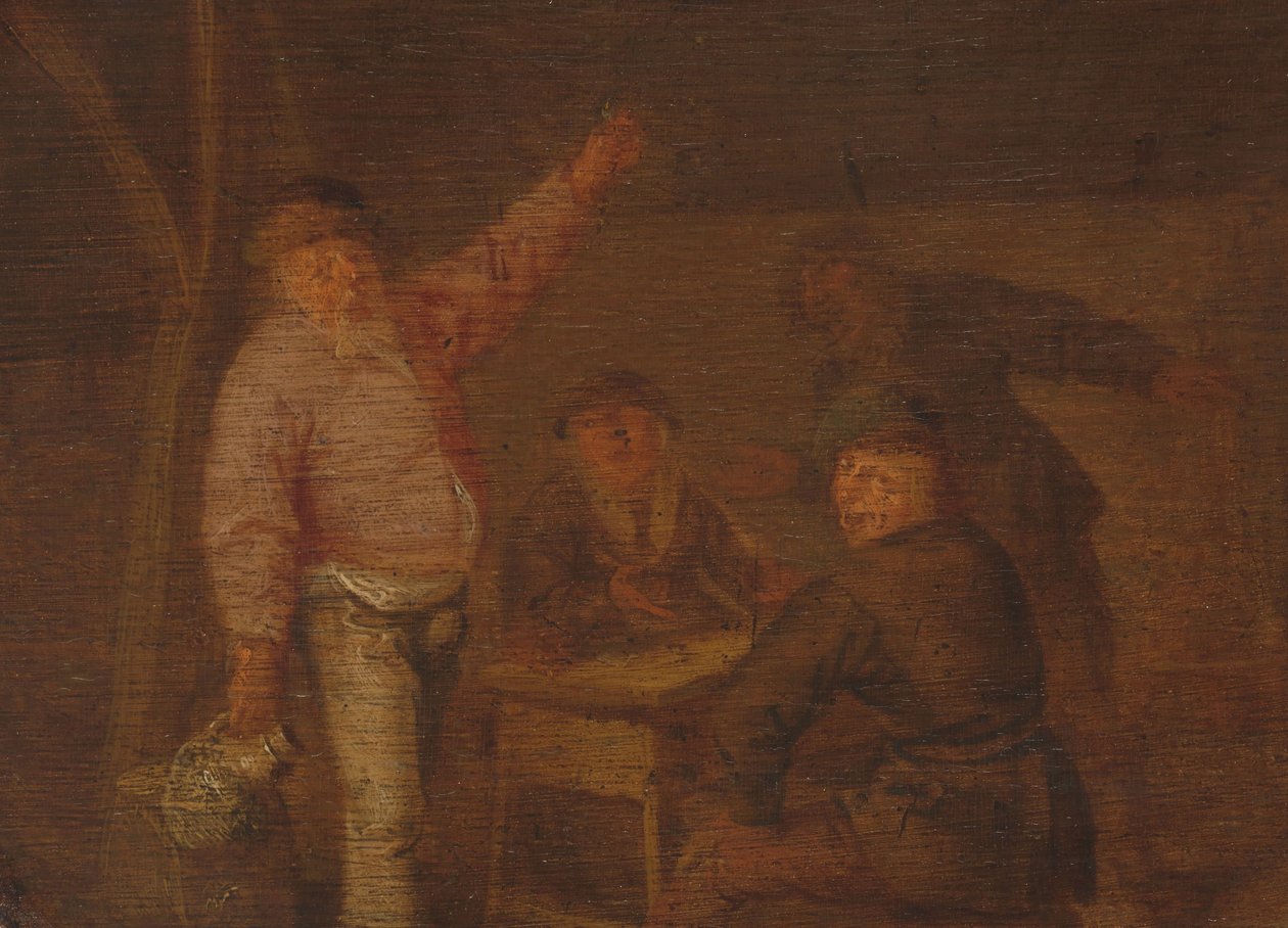 Bønder drikker i en lade af Pieter Hermansz. Verelst