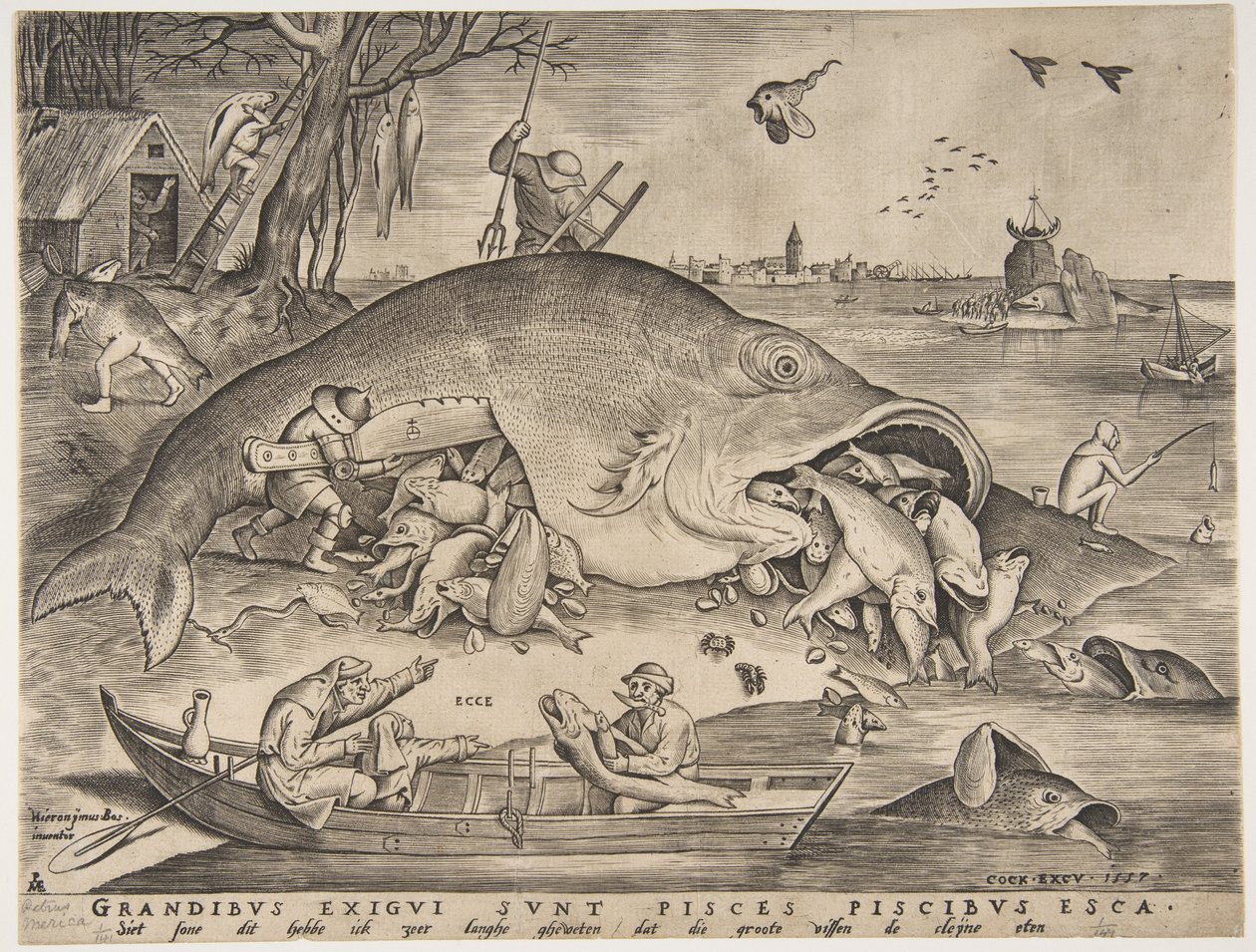 Store fisk spiser små fisk, 1557 af Pieter Heyden van der