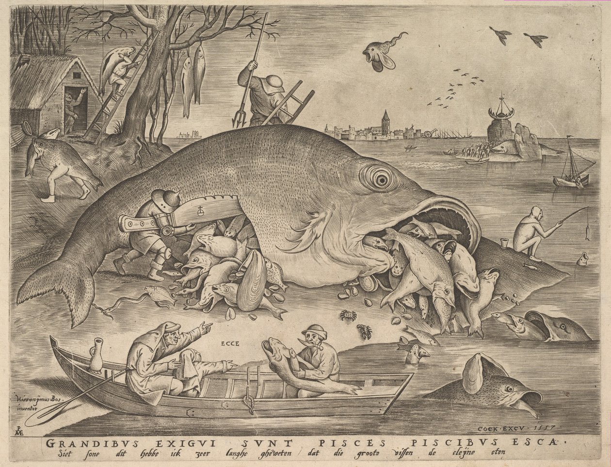 Store fisk spiser små fisk, 1557 af Pieter Heyden van der