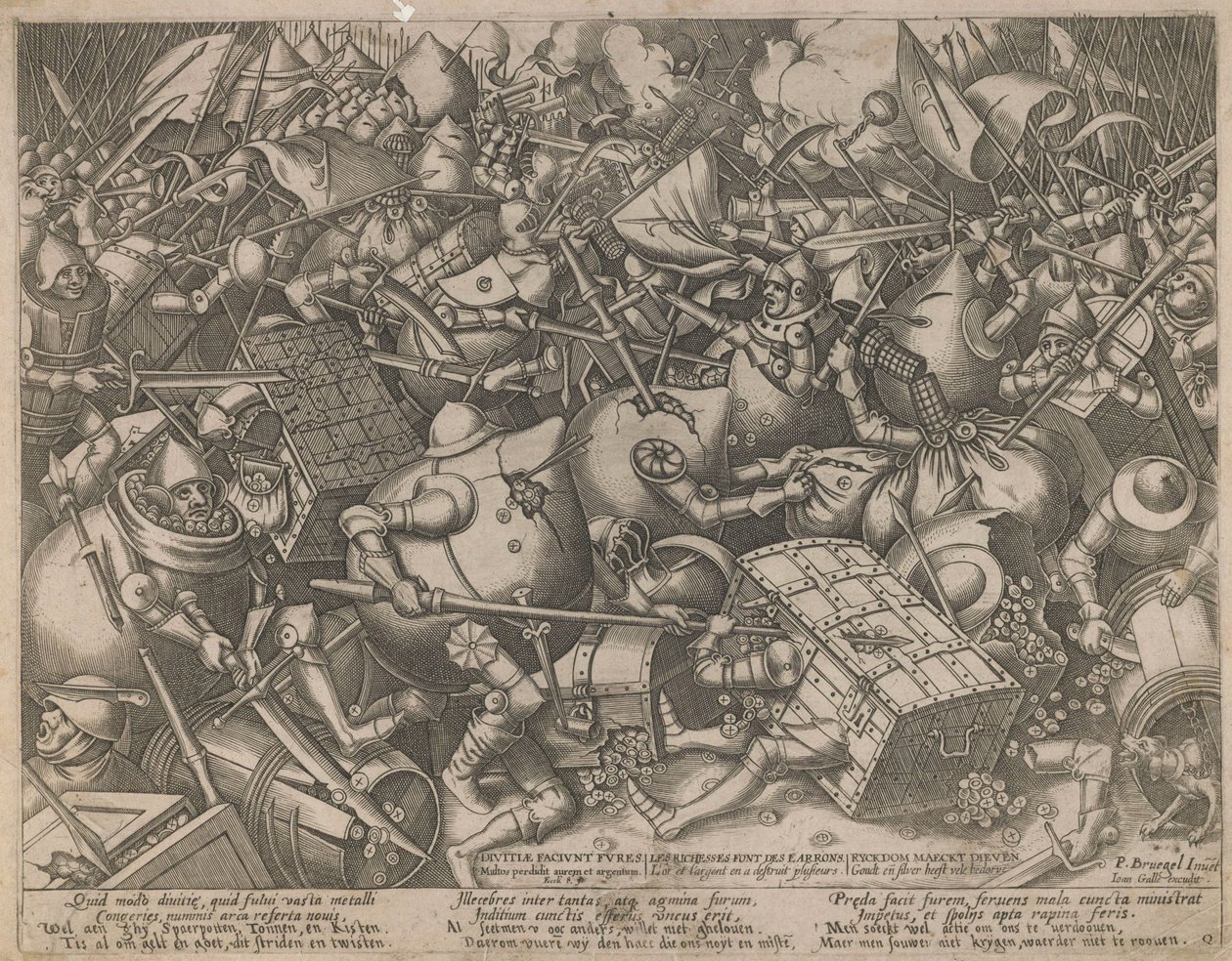 Kampen om pengeposerne og pengekassen, ca. 1560 af Pieter Heyden van der