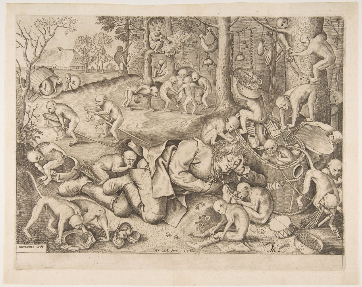 Købmanden røvet af aber, 1562 af Pieter Heyden van der