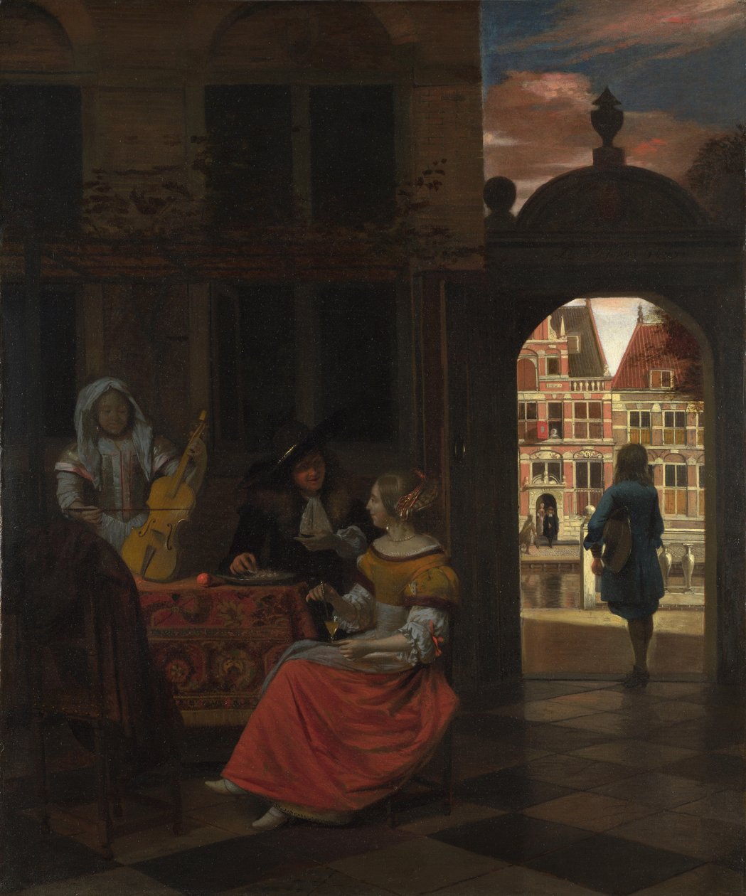 En musikalsk fest i en gårdhave, 1677 af Pieter Hooch de
