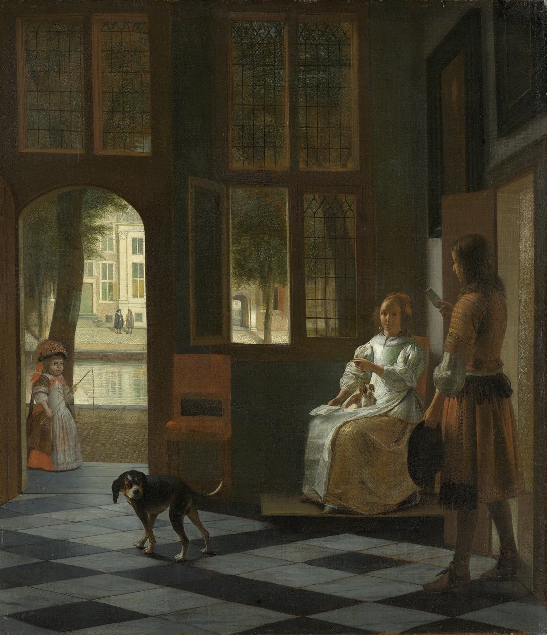 En kvinde dirigerer en ung mand med et brev, 1670 af Pieter Hooch de