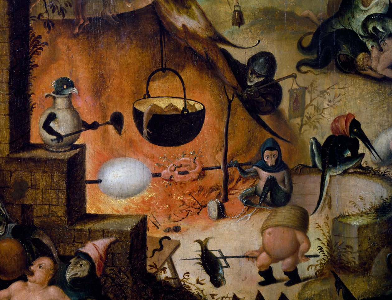 Helvede, detalje af Last Judgment, ca 1554, maleri af Pieter Huys (ca 1520-ca 1584), olie på panel af Pieter Huys