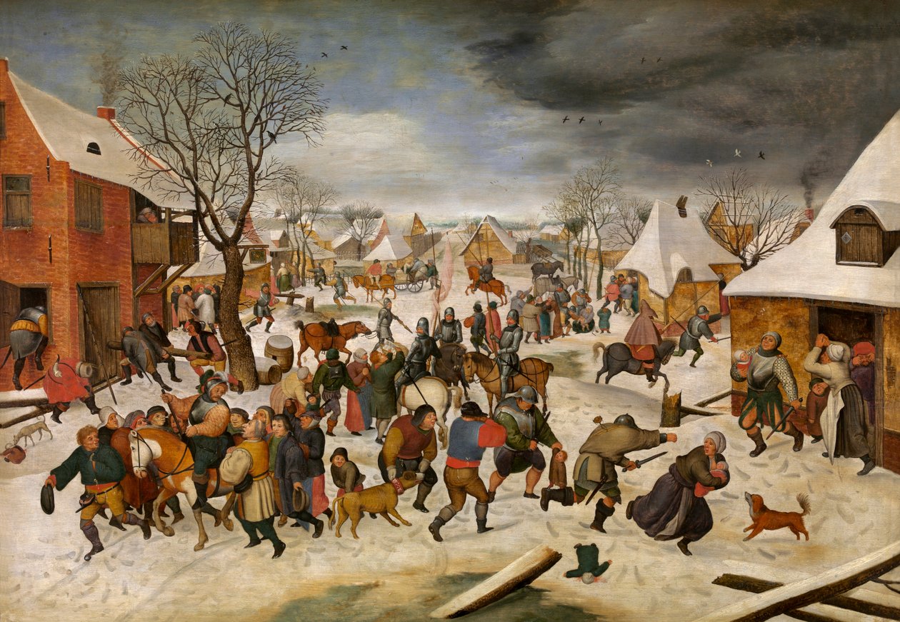 The Massacre of the Children i Betlehem (olie på panel) af Pieter III Brueghel