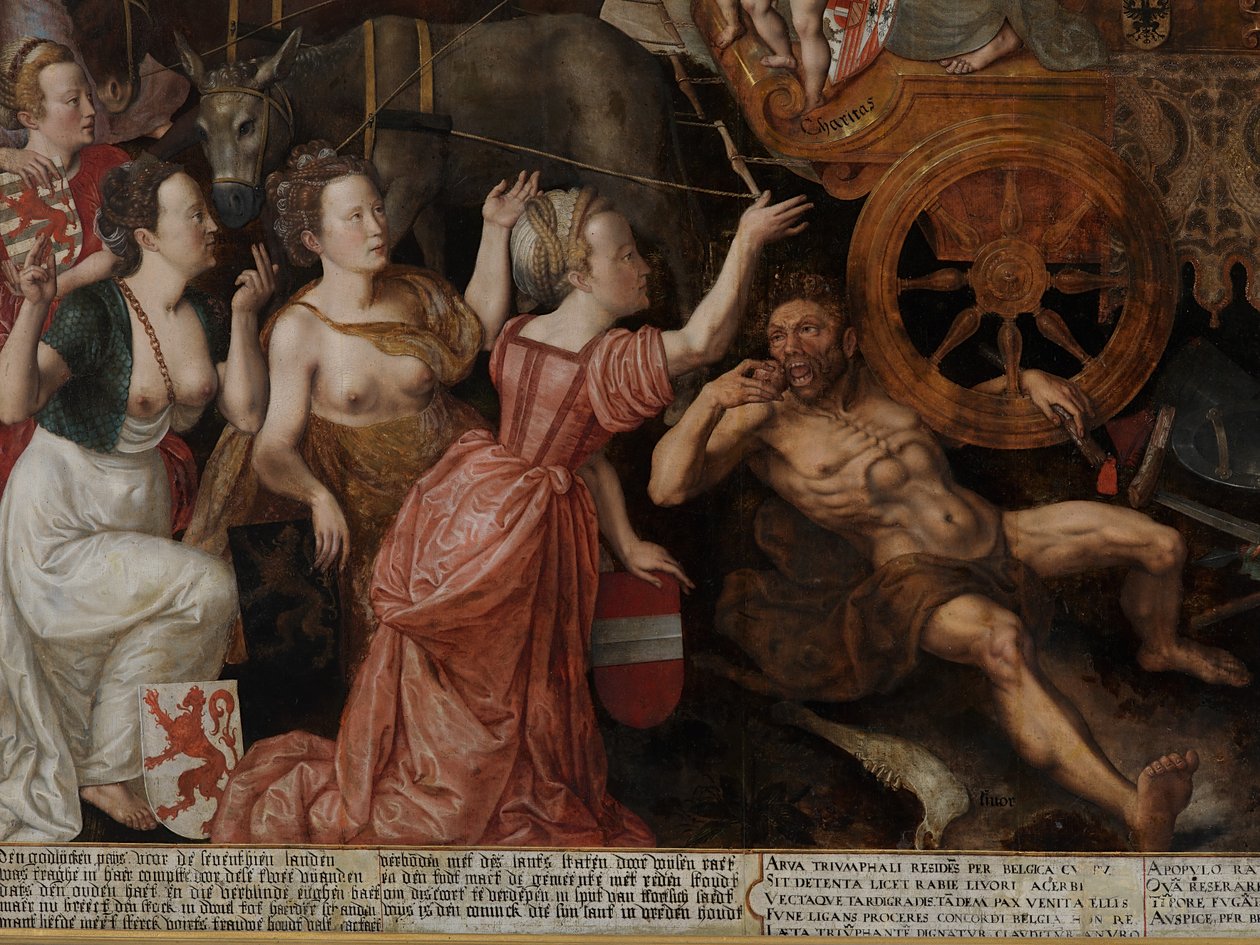 Detalje af allegori om 1577-freden i de lave lande af Pieter II Claeissens