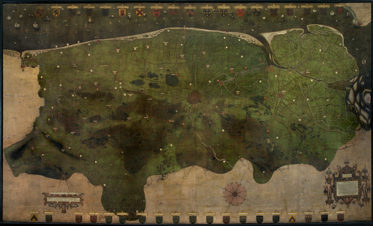 Kort over Castellany of Brugge (olie på lærred) af Pieter II Claeissens