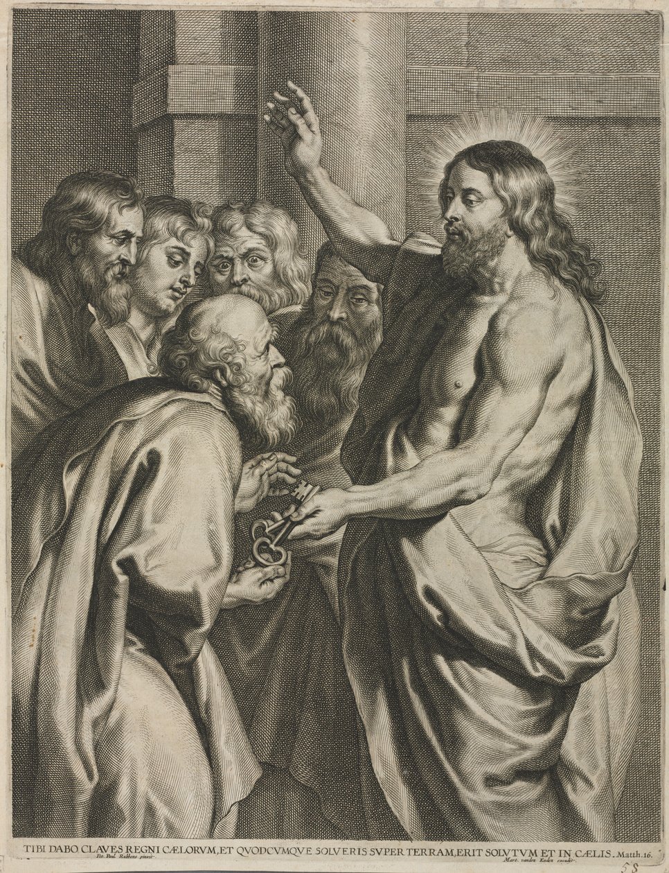 Kristus giver nøglerne til Peter af Pieter I de Jode