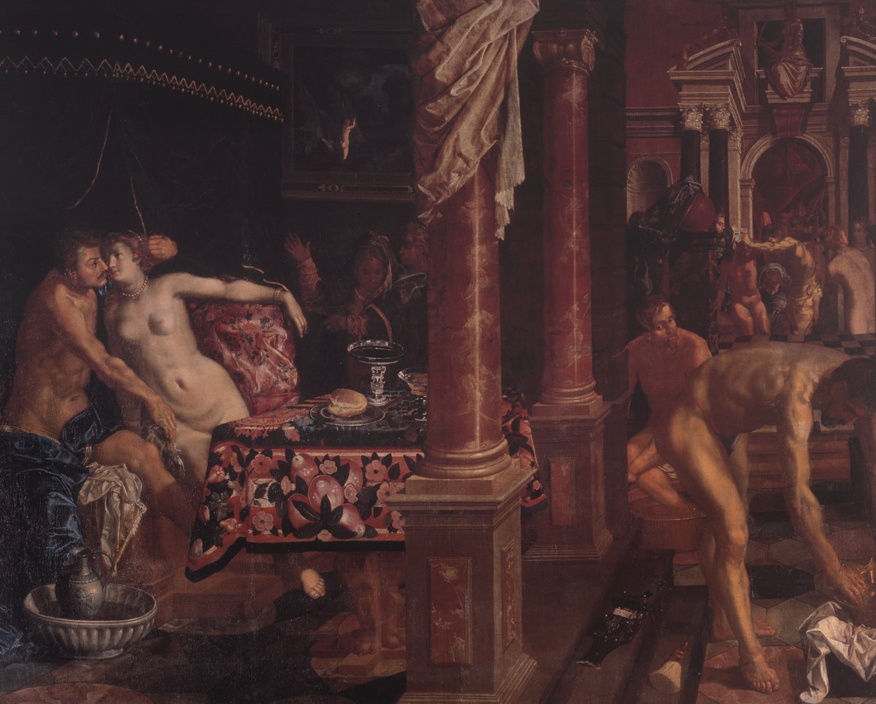 Dansk:  En badstue A Bathhouse af Pieter Isaacsz