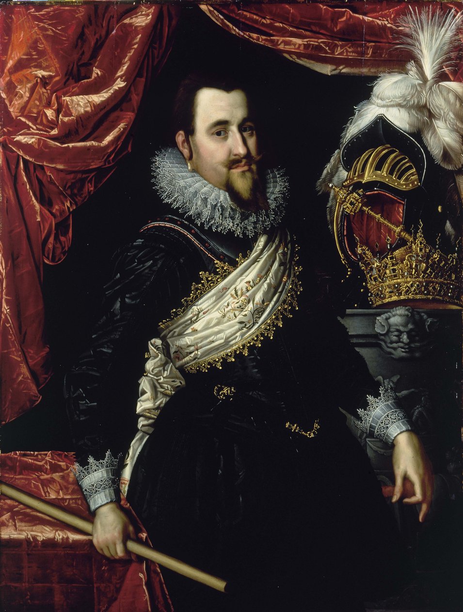 Portræt af kong Christian IV af Danmark 1577-1648, ca. 1615 af Pieter Isaacsz