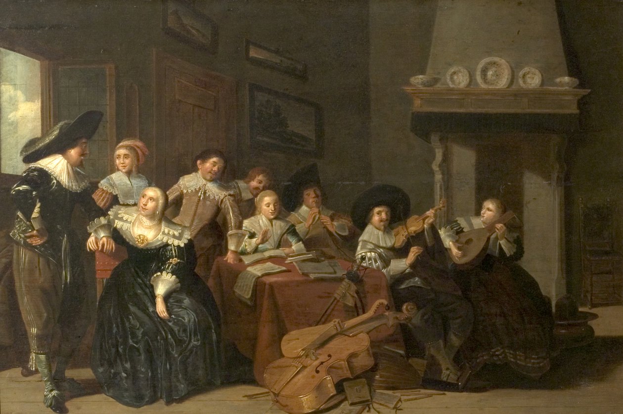 Musikfesten (olie på træ) af Pieter Jacobsz (attr.to) Codde