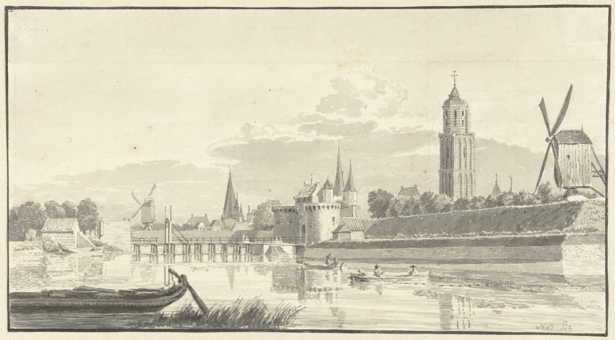 Kamperpoort i Zwolle af Pieter Jan van Liender (attributed to)
