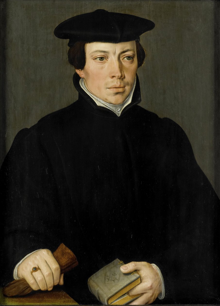 Portræt af en ung præst, ca. 1535-84 (olie på panel) af Pieter Jansz. Pourbus