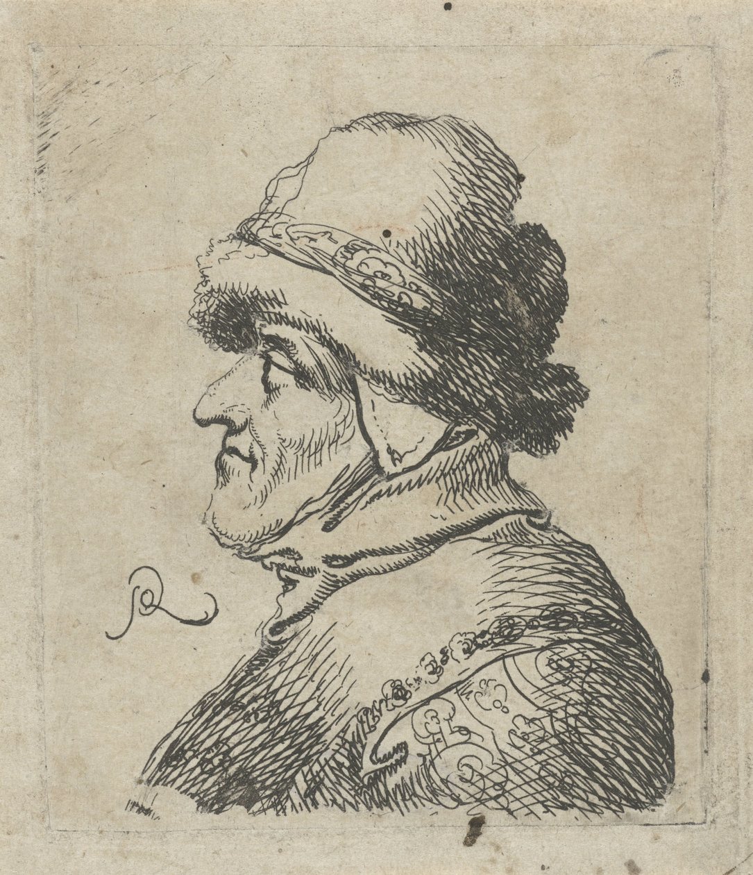 Leder af en gammel mand med hat af Pieter Jansz Quast