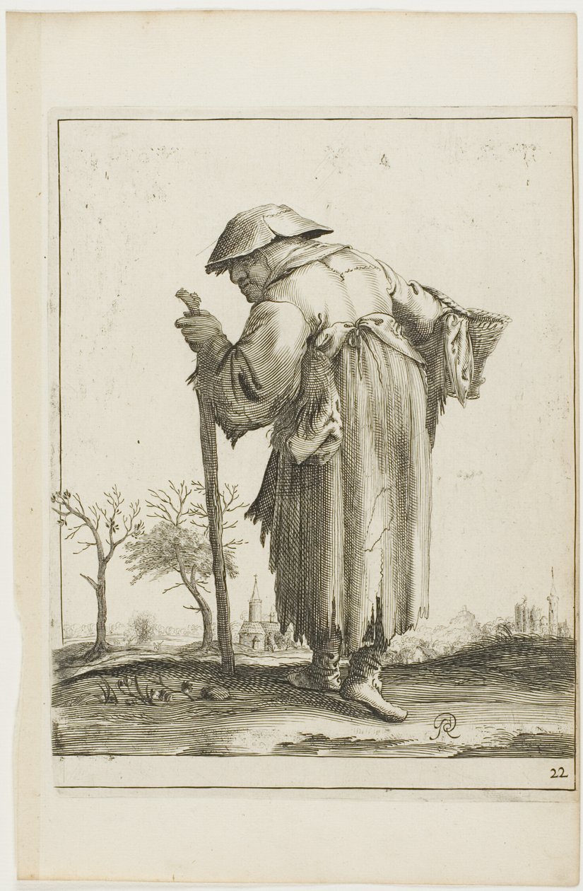 Marching Beggar Woman with a Basket, fra T is al verwart-gaern (Det er allerede forvirrende) af Pieter Jansz. Quast