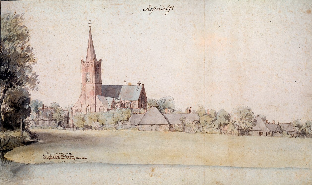 Udsigt over Assendelft i Holland i 1633 Tegning af Pieter Jansz (1597-1665) 1633 Paris. hollandsk institut af Pieter Jansz Saenredam