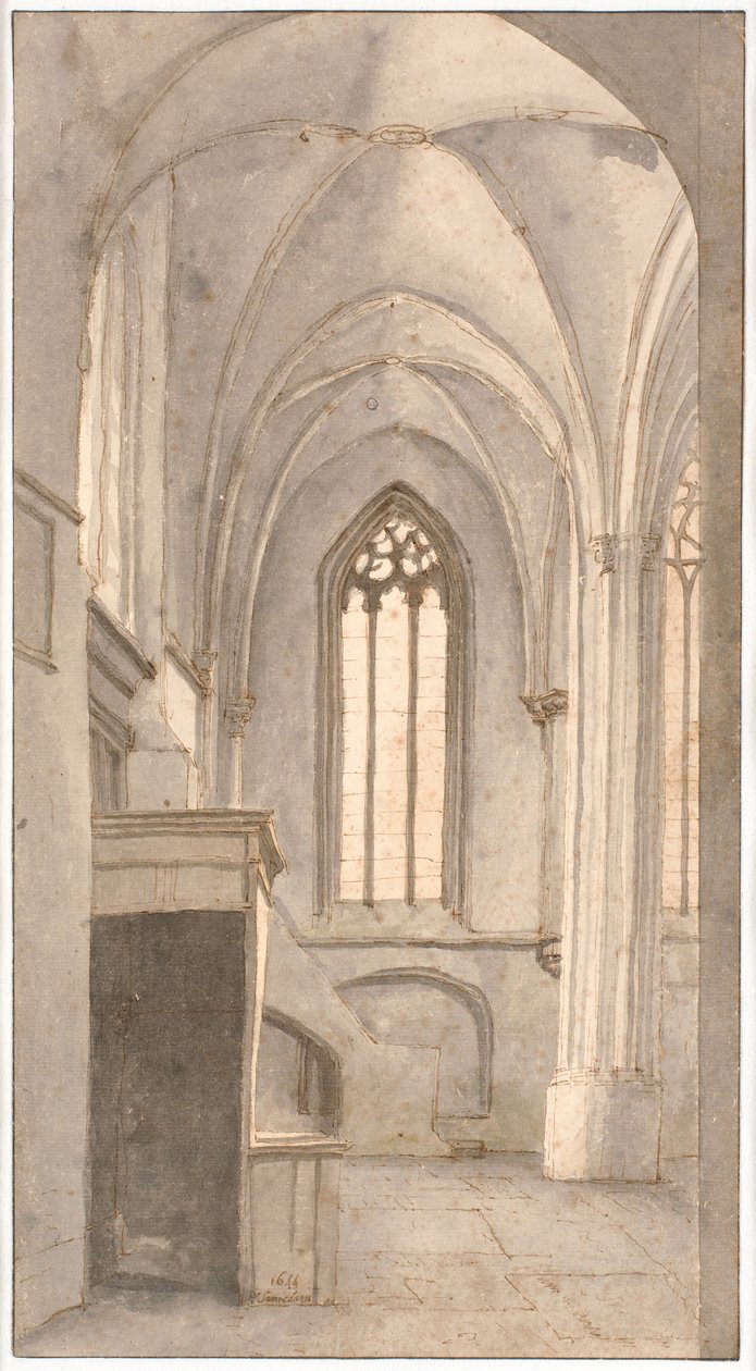 Udsigt over det indre af kirken St. Cunera i Rhenen (prov. Utrecht) af Pieter Jansz Saenredam