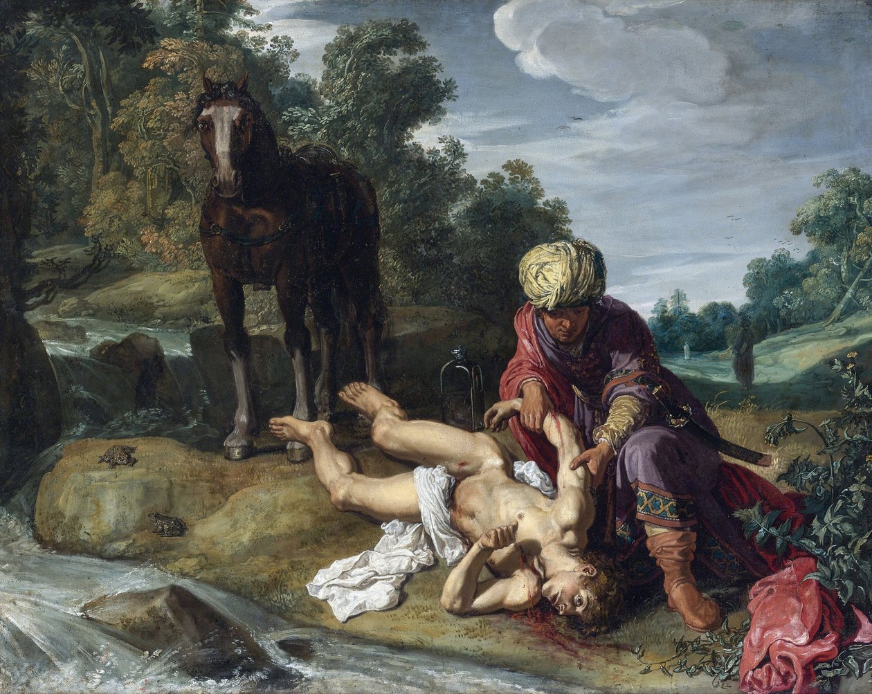 Bon Samaritain - Den barmhjertige samaritaner - Peinture de Pieter Pietersz Lastman (1583-1633), ca. 1612 - Olie på lærred af Pieter Lastman