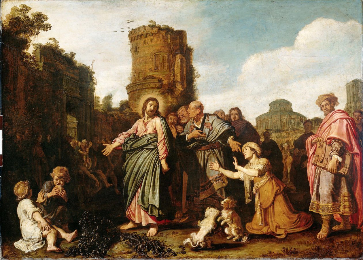 Kristus og Kanaans kvinde (Matt 15:21-21; Mark 7:24-30) af Pieter Lastman