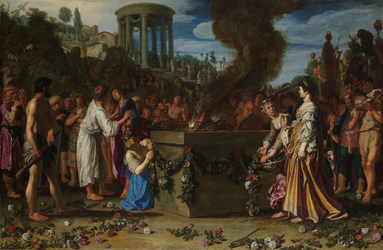 Orestes og Pylades strides ved alteret Orestes og Pylades skændes ved alteret (Euripides, Iphigenia i Tauris) af Pieter Lastman