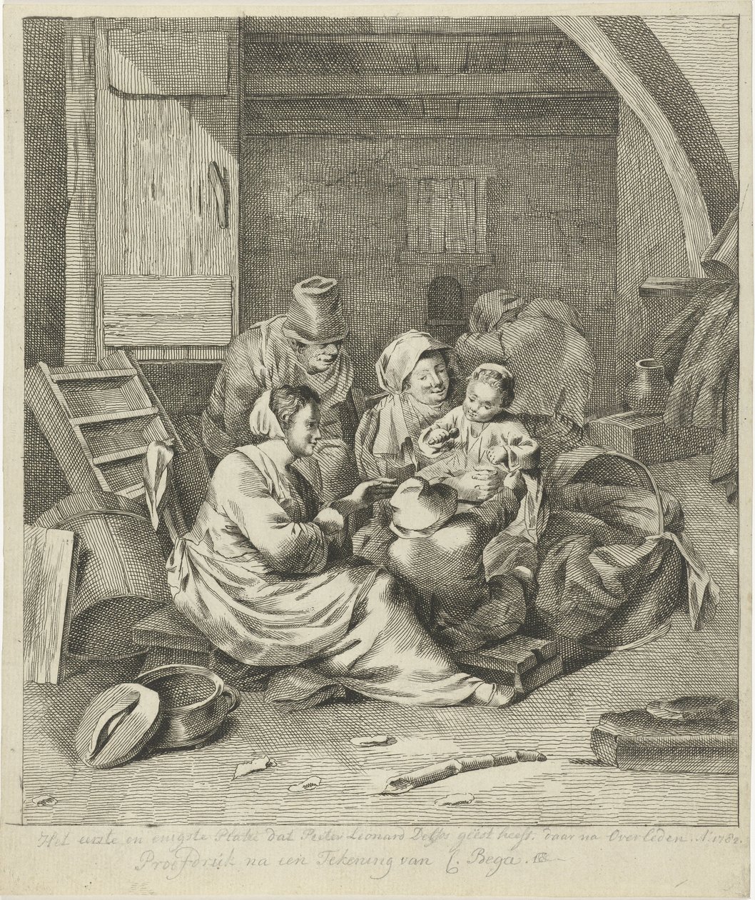 Interiør hos en bondefamilie af Pieter Leonard Delfos