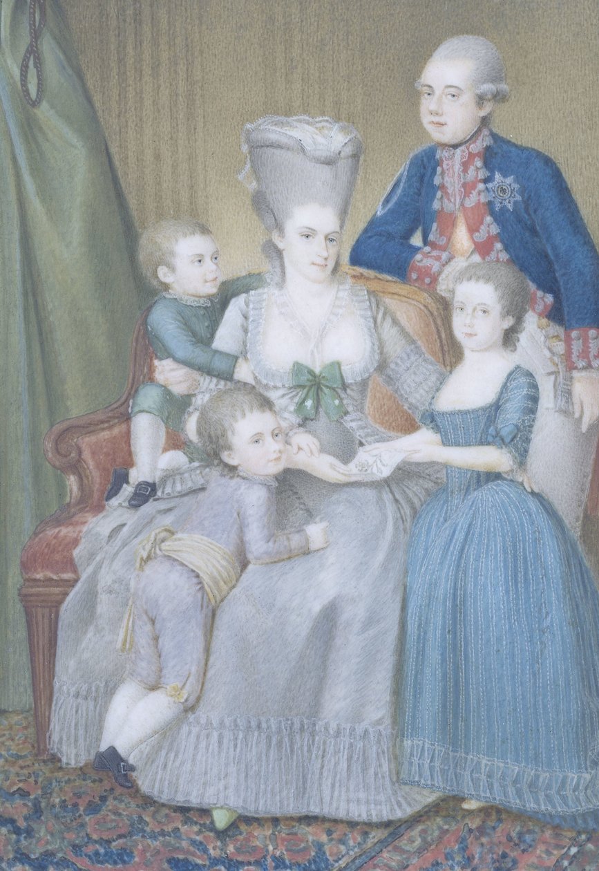Willem V (1748-1806), prins af Oranje-Nassau, med sin kone Frederika Sophia Wilhelmina Van Pruisen og deres børn Frederica Louisa Wilhelmina, Willem Frederik og Willem George Frederik af Pieter Lesage