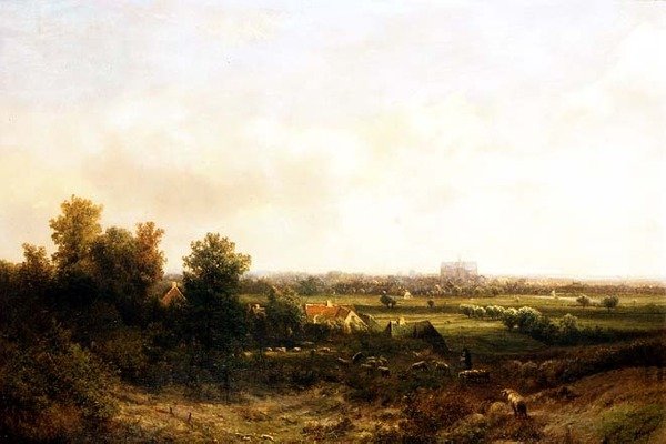 En hyrde og hans hjord nær Haarlem af Pieter Lodewijk Francisco