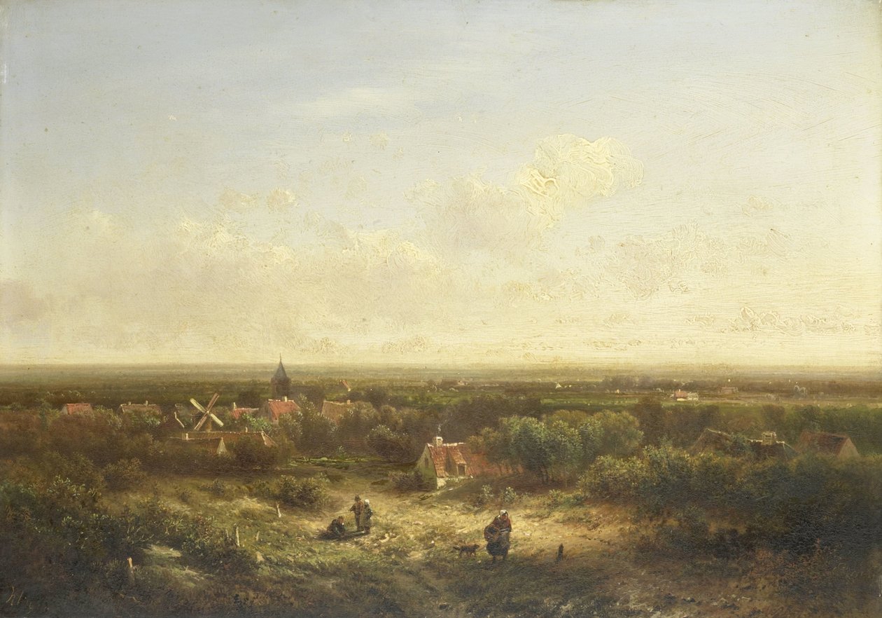 Fjernsyn med en landsby af Pieter Lodewijk Francisco Kluyver
