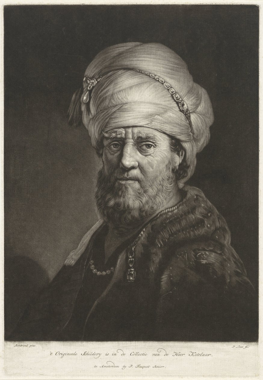 Portrætbuste af en mand iført turban af Pieter Louw