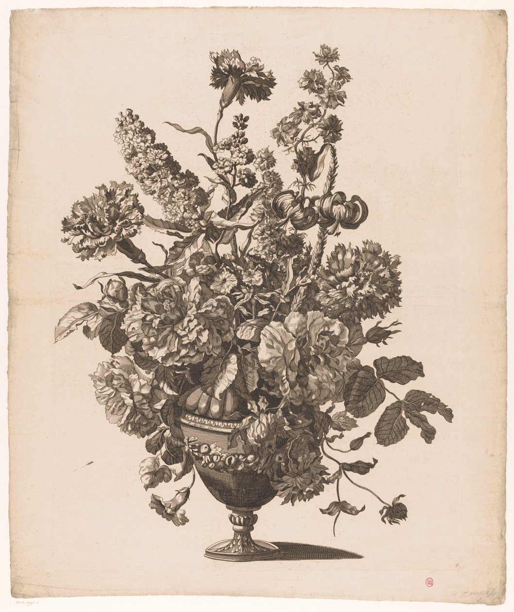 Vase med blomster Vase med blomster (serietitel) af Pieter Mortier (I) (possibly)
