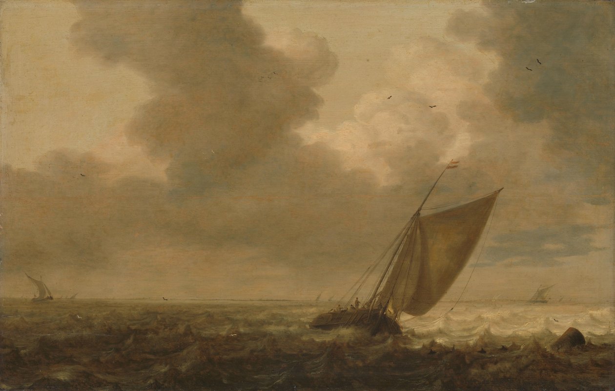 Fiskerbåd med vinden i sejlene af Pieter Mulier (I)