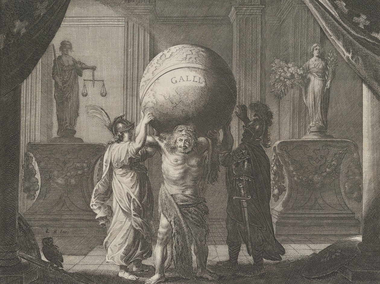 Plade 13: Allegory on the Discord in France, fra Caspar Barlaeus, Medicea Hospes, 1638. af Pieter Nolpe