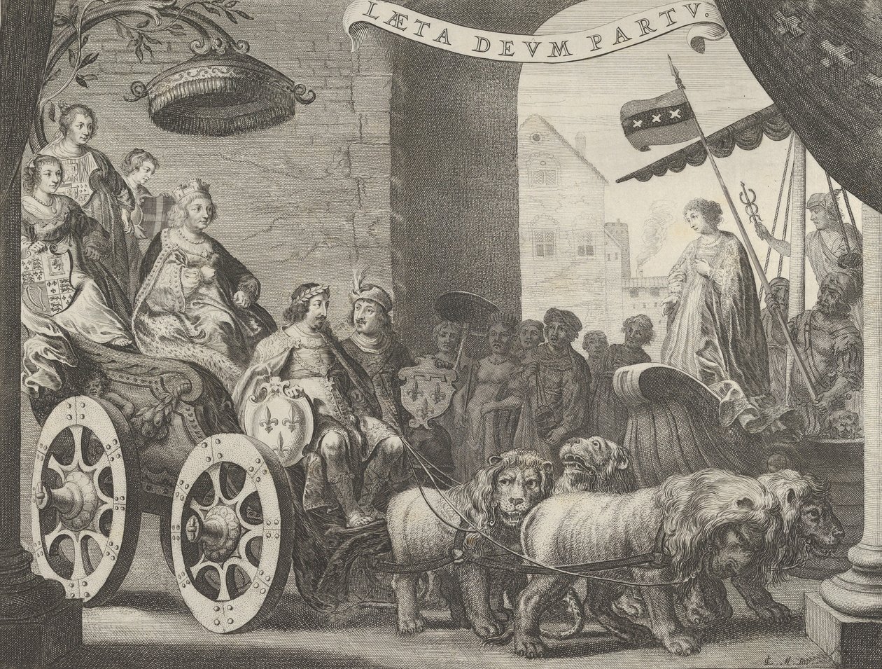 Plade 5a: Marie de Medici som Berecynthia, fra Caspar Barlaeus, Medicea Hospes, 1638. af Pieter Nolpe