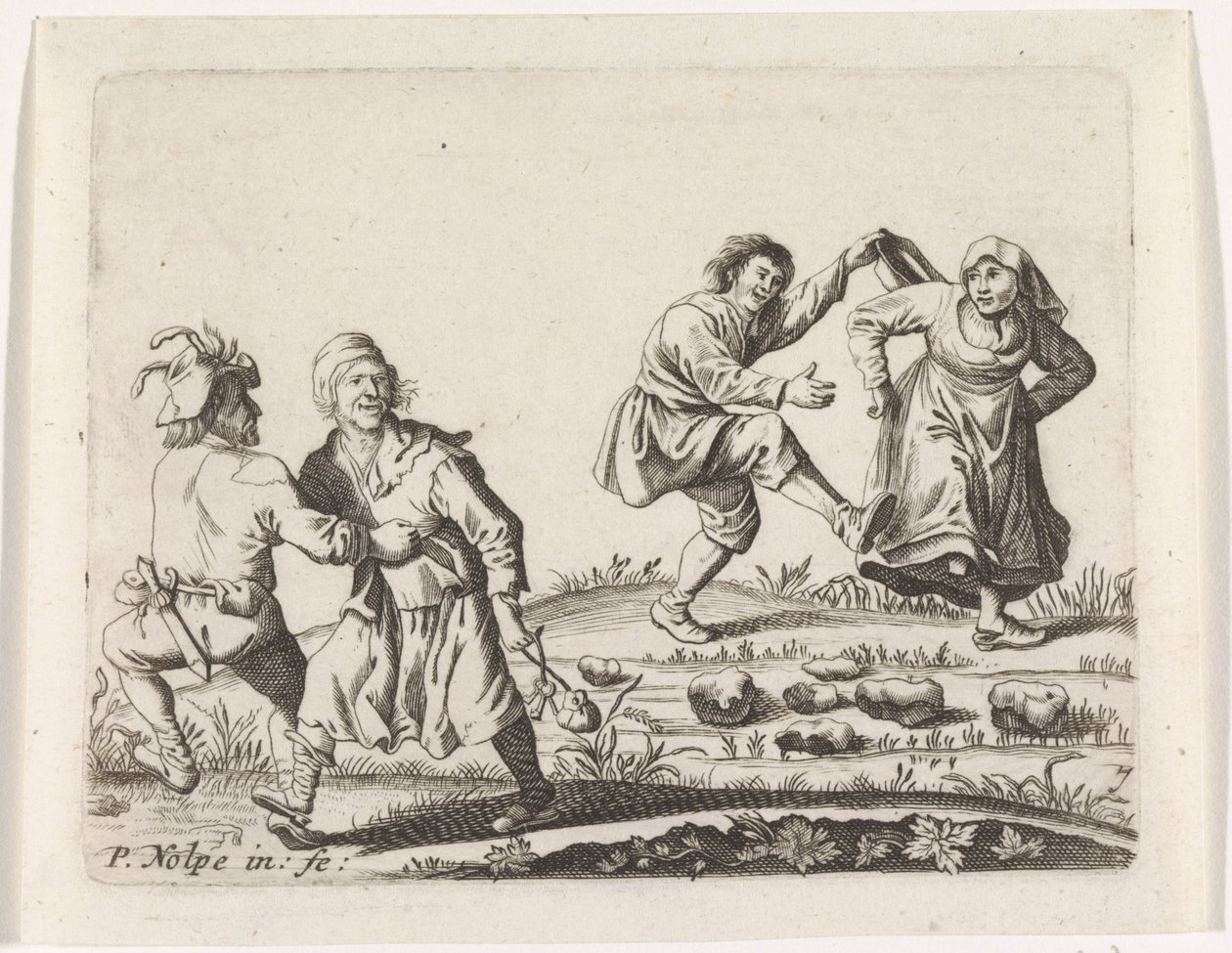 To dansende bondepar af Pieter Nolpe